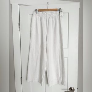 Abercrombie and Fitch Cropped White Linen Pants